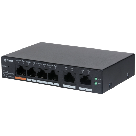 Switch PoE 4-Puertos DAHUA DH-CS4006-4ET-60