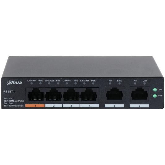 Switch PoE 4-Puertos DAHUA DH-CS4006-4ET-60